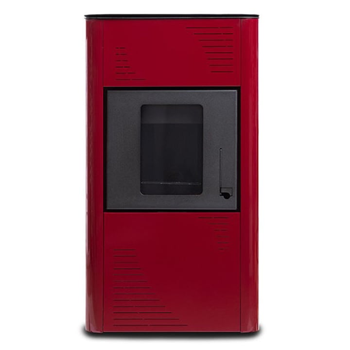 Termosemineu pe peleti Termax Kamin PM 15 kW, 120 mp, buncar peleti 30 kg, volum apa 30 litri, diametru cos fum ⌀80 mm, vas expansiune si pompa recirculare incluse, Bordo