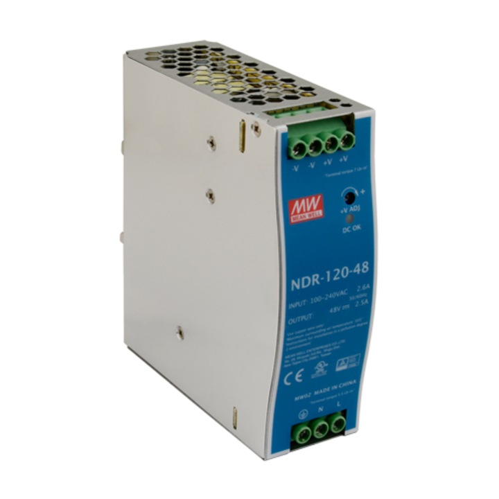 Sursa de alimentare in comutatie, 48V / 2.5A, sina DIN - MEAN WELL NDR-120-48