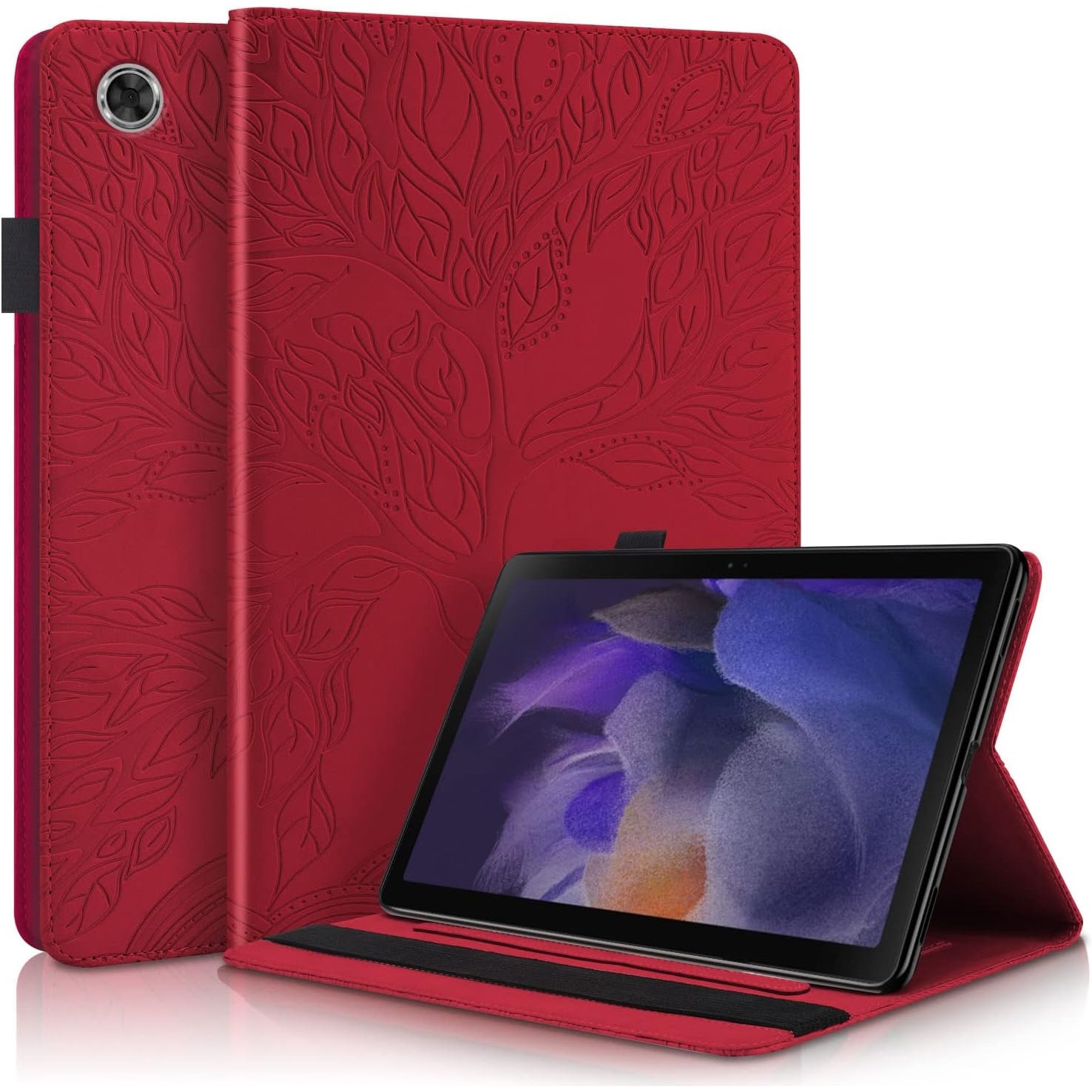 Husă tabletă Vkooer pentru Samsung Galaxy Tab A8 10.5 inch 2021, suport pentru carduri, roșie, 10.5 inch
