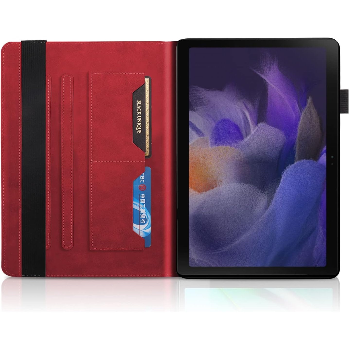 Husă tabletă Vkooer pentru Samsung Galaxy Tab A8 10.5 inch 2021, suport pentru carduri, roșie, 10.5 inch