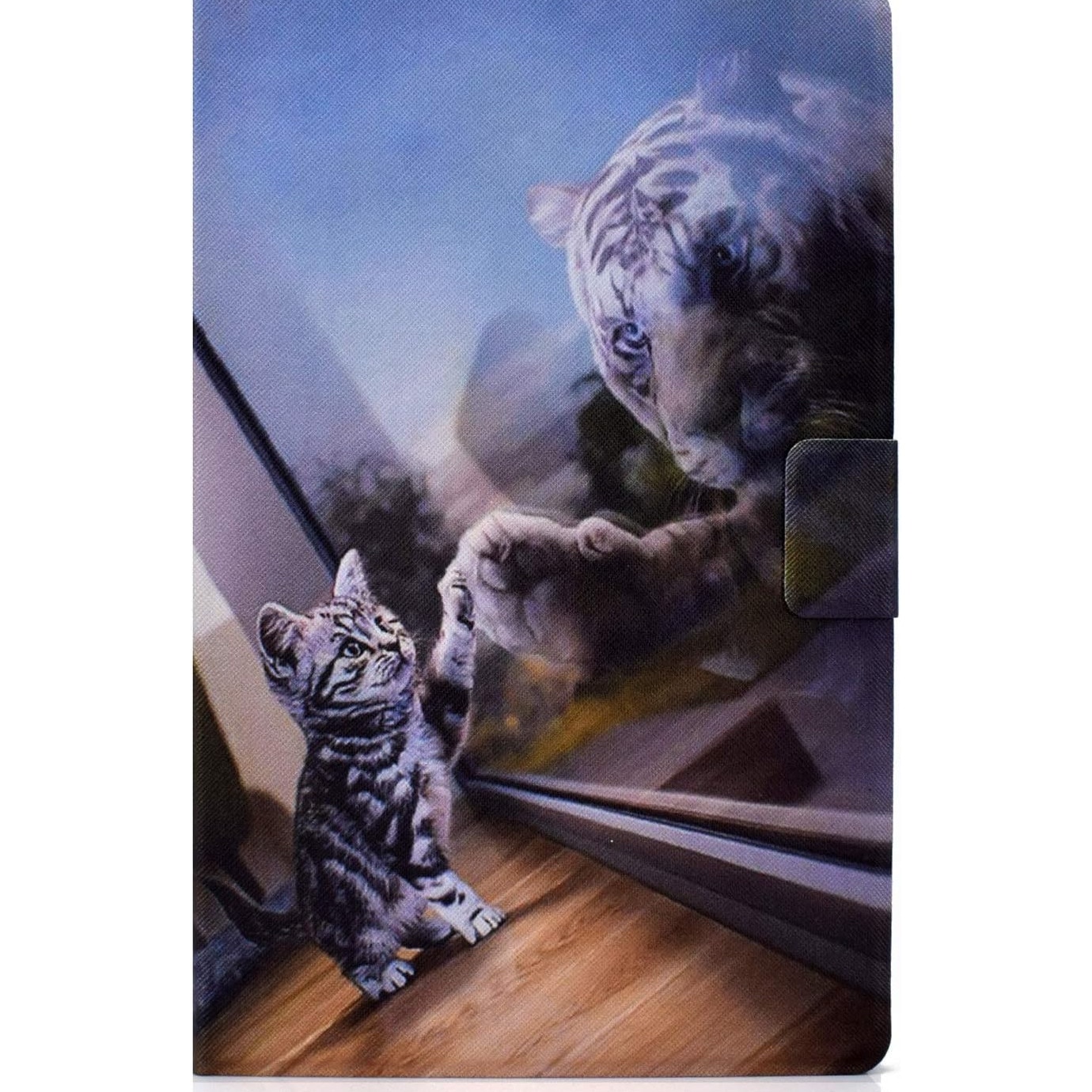 Husă carte Bspring pentru tabletă Samsung Galaxy Tab A7 Lite, 8.7 inch, piele PU, design pisică și tigru