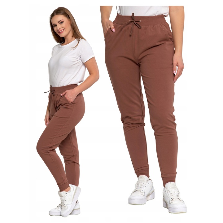 Női sportnadrág, Moraj, klasszikus, kényelmes, pamut, barna