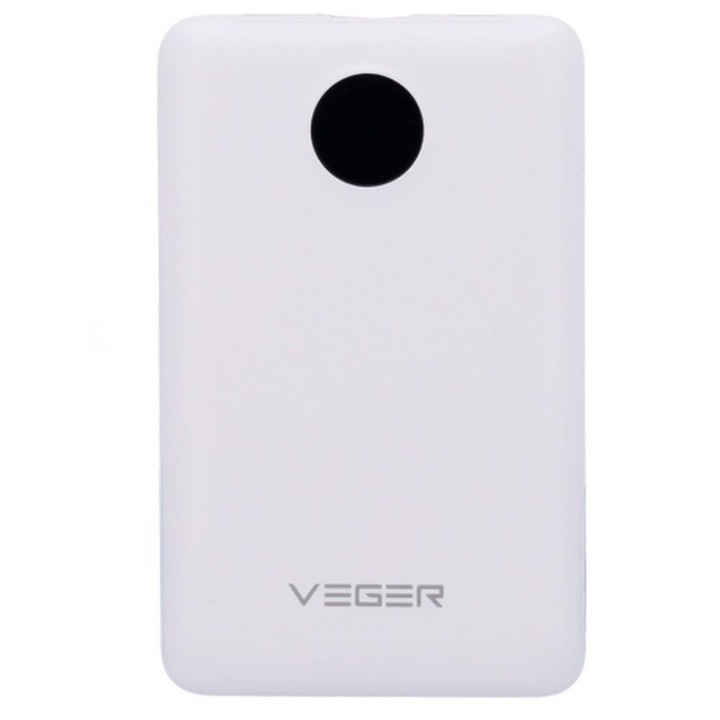 Veger W1170 külső akkumulátor, 1 x USB-C, 1 x Lightning, 1 x USB-A, 10000 mAh, Fehér