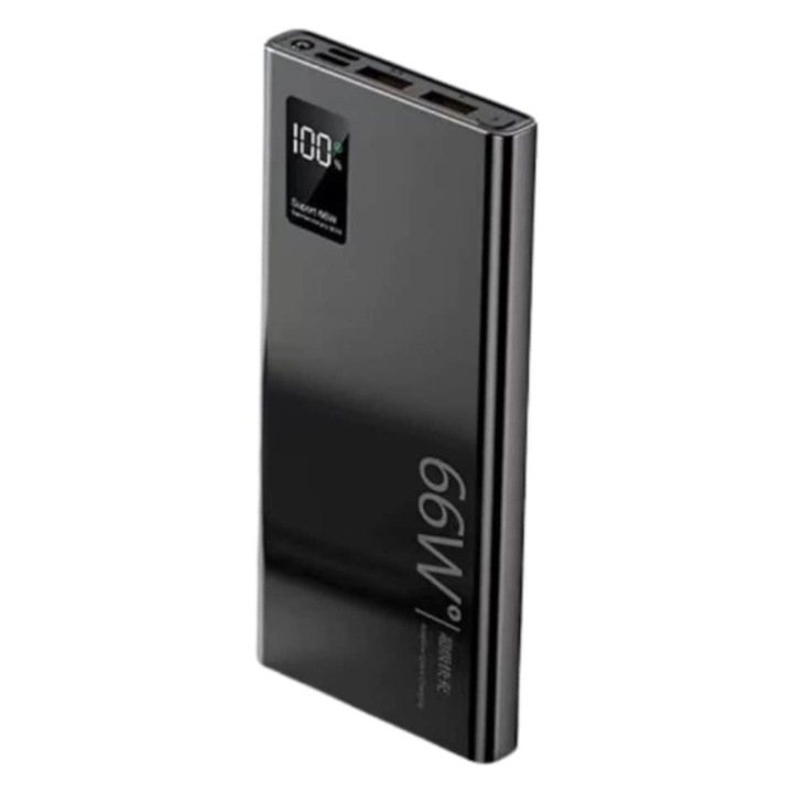 Baterie externa Super Fast Charge, 66W, Led digital, Capacitate 20.000mAh, Type C, Micro USB