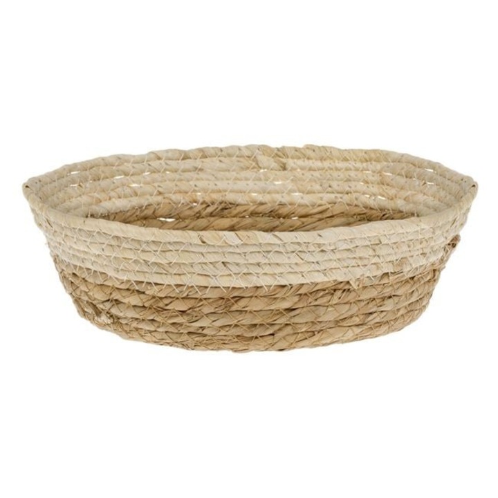 Barna-bézs tárolókosár Ø24x8 cm – Dekoratív, sekély rendszerező természetes anyagból, ideális asztalra vagy komódra – ANTBro®