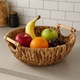 Fructiera Ø38x13 cm din Hiacint Acvatic cu Manere din Lemn – Cos Rustic Decorativ pentru Fructe, Paine sau Decoratiuni – ANTBro®