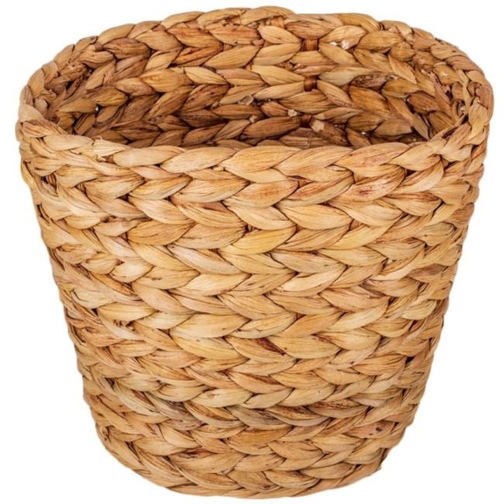 Kerek Tároló Kosár Ø21x18 cm Bambuszból és Vízi Jácintból – Természetes Dekoratív Rendszerező Otthonra – ANTBro®