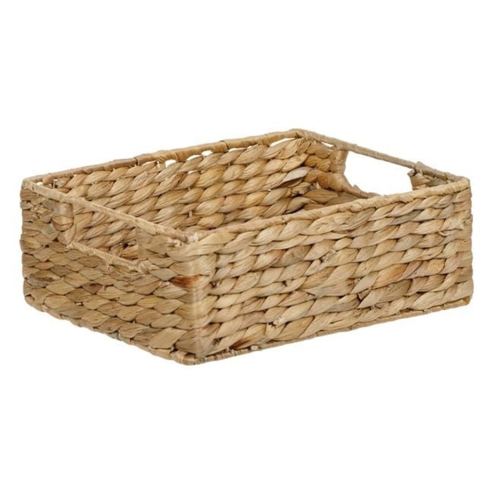 Vízijácint Tároló Kosár 25x20x9 cm Fogantyúkkal – Kompakt Természetes Rendezőszer Kádhoz, Fiókba, Komódra – ANTBro®