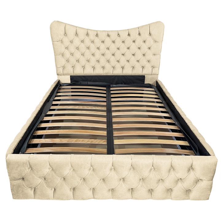 Damo kárpitozott ágy léces ágyráccsal, Cairo Premium, cappuccino 060, 160x200 cm, H130