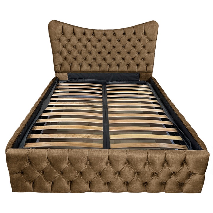 Damo kárpitozott ágy léces alappal, Cairo Premium, barna 075, 120x200 cm, H130