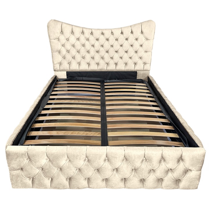 Damo kárpitozott ágy léces alappal, Cairo Premium, bézs 020, 180x200 cm, H150