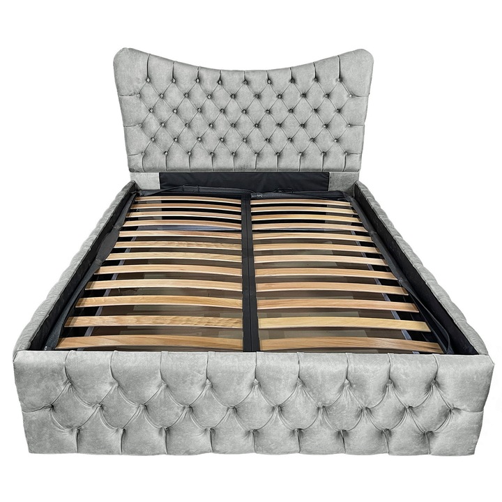 Damo kárpitozott ágy léces alappal, Cairo Premium, szürke 690, 160x200 cm, H120