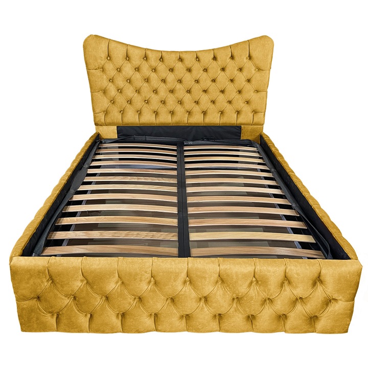 Kárpitozott ágy Damo rácsos ágyráccsal, Cairo Premium, okker 170, 160x200 cm, H115