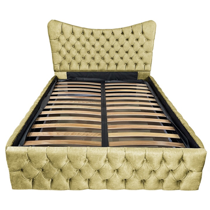 Damo kárpitozott ágy léces alappal, Cairo Premium, khaki 088, 180x200 cm, H110