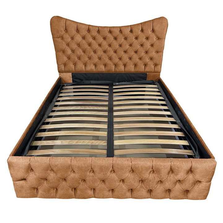 Damo kárpitozott ágy léces alappal, Cairo, réz 080, 200x200 cm, H120