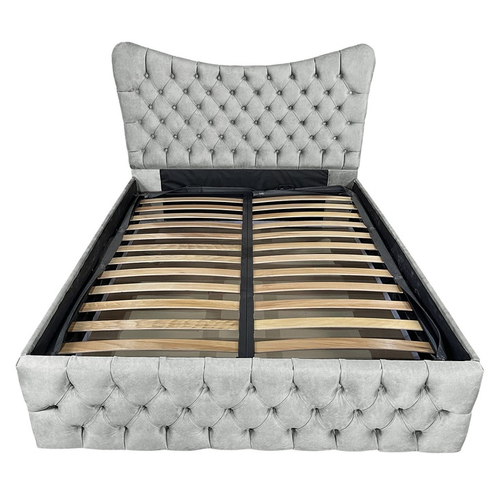 Damo kárpitozott ágy léces alappal, Cairo, szürke 690, 160x200 cm, H120