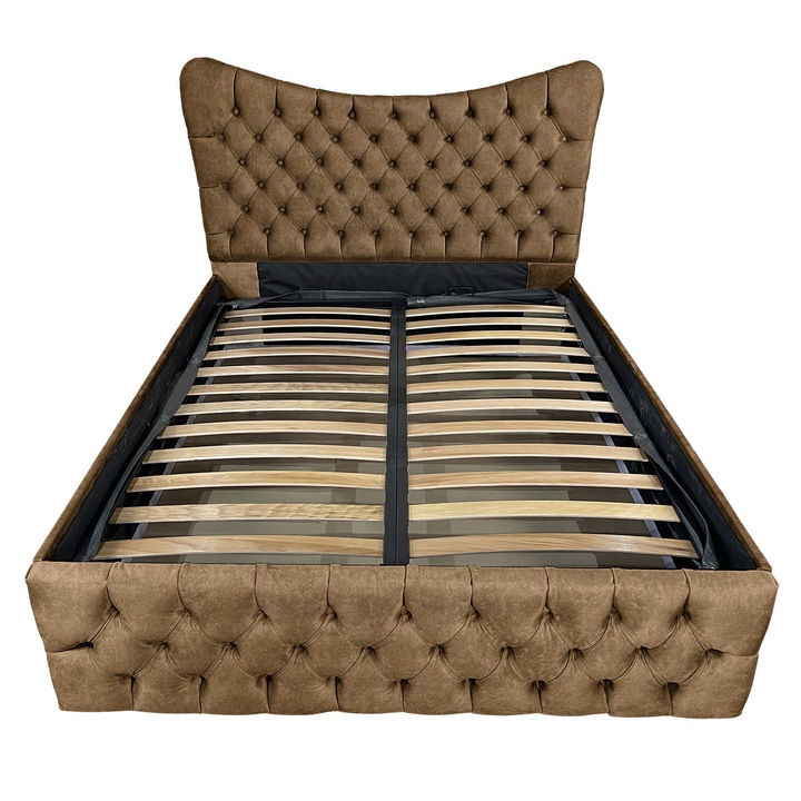 Damo kárpitozott ágy léces alappal, Cairo, barna 075, 180x200 cm, H140