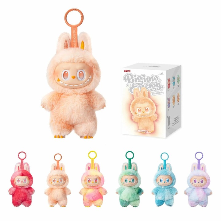 Set 3 jucării de pluș surpriza, NEXTLY, LABUBU BIG INTO ENERGY, multicolor, 15cm, breloc