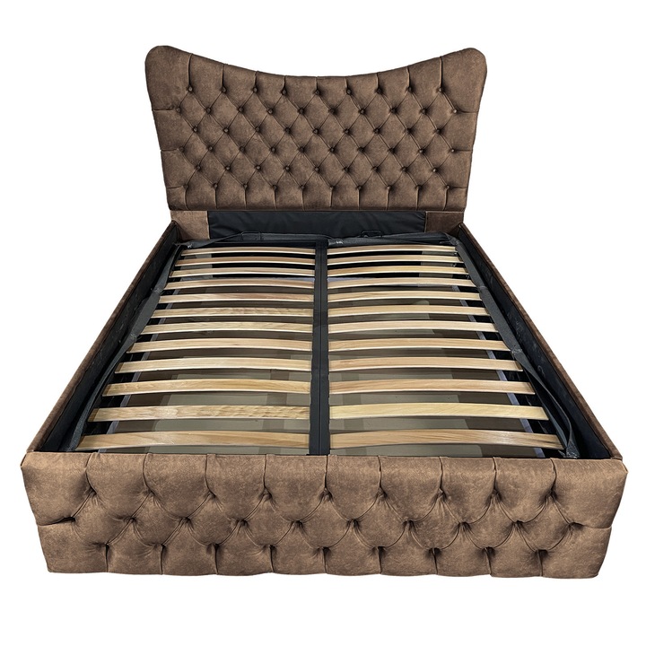 Kárpitozott ágy Damo léces ágyráccsal, Cairo, wenge 820, 160x200 cm, H115