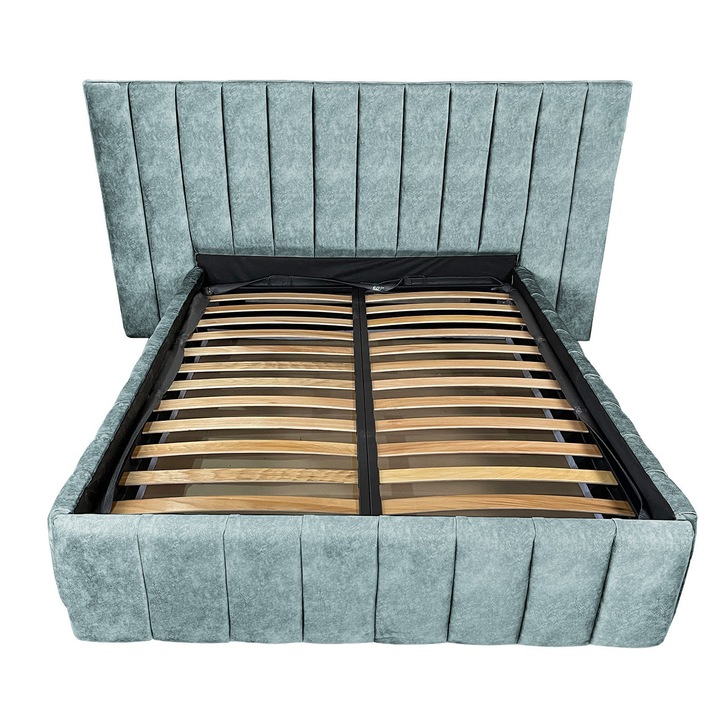 Damo kárpitozott ágy léces alappal, Diego Premium, világoskék 139, 180x200 cm, H130