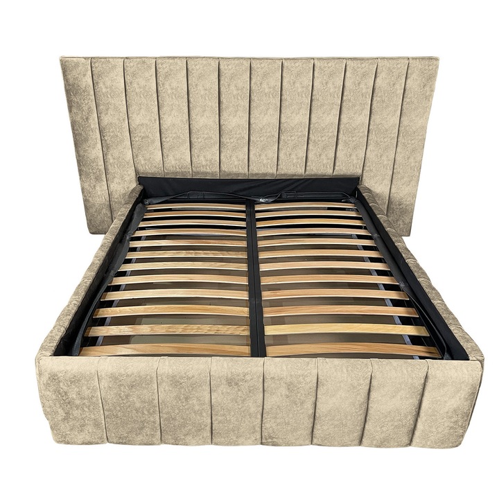 Damo kárpitozott ágy léces alappal, Diego Premium, cappuccino 060, 180x200 cm, H140