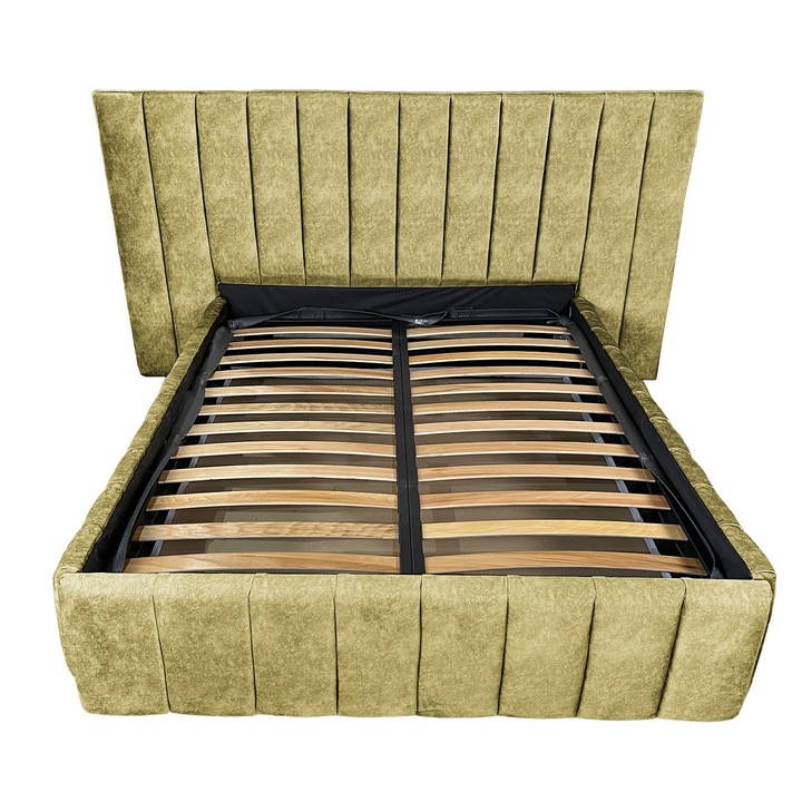 Damo kárpitozott ágy léces alappal, Diego Premium, khaki 088, 180x200 cm, H150