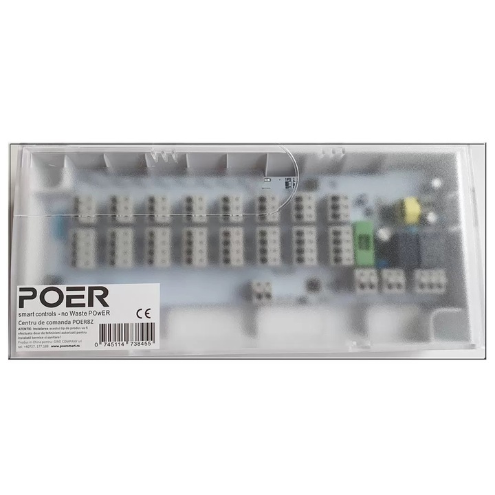 Panou de comandă POER 8 zone, control pompă și centrală, conectare fir, 8 termostate