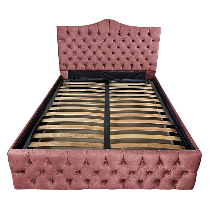 Тапицирано легло с ламела Damo, Tudor, tuhil 110, 140x200 см, H120