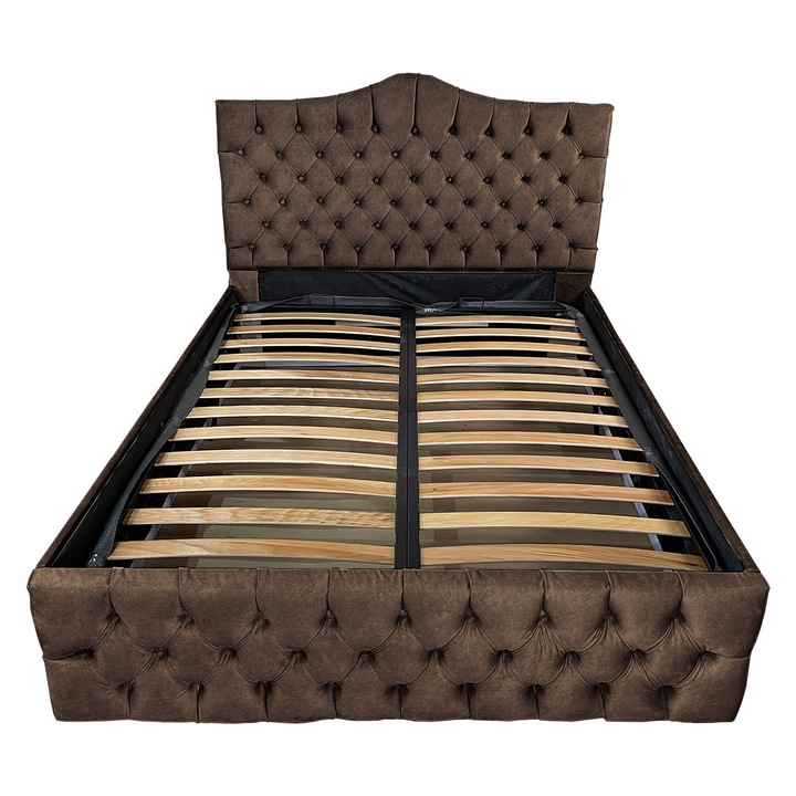 Kárpitozott ágy Damo léces ágyráccsal, Tudor, wenge 820, 200x200 cm, H150