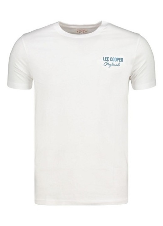 Lee Cooper férfi póló, fehér, mellkasi logóval, kék, 3XL méret