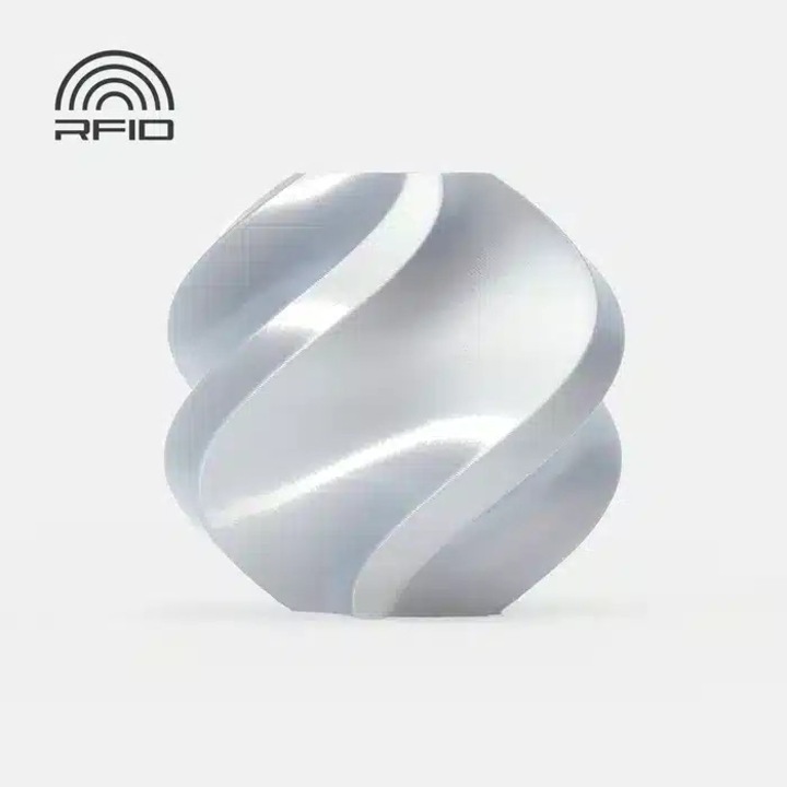 Filament 3D Bambu Lab PLA Silk 1.75mm, bobina 1kg, Argintiu