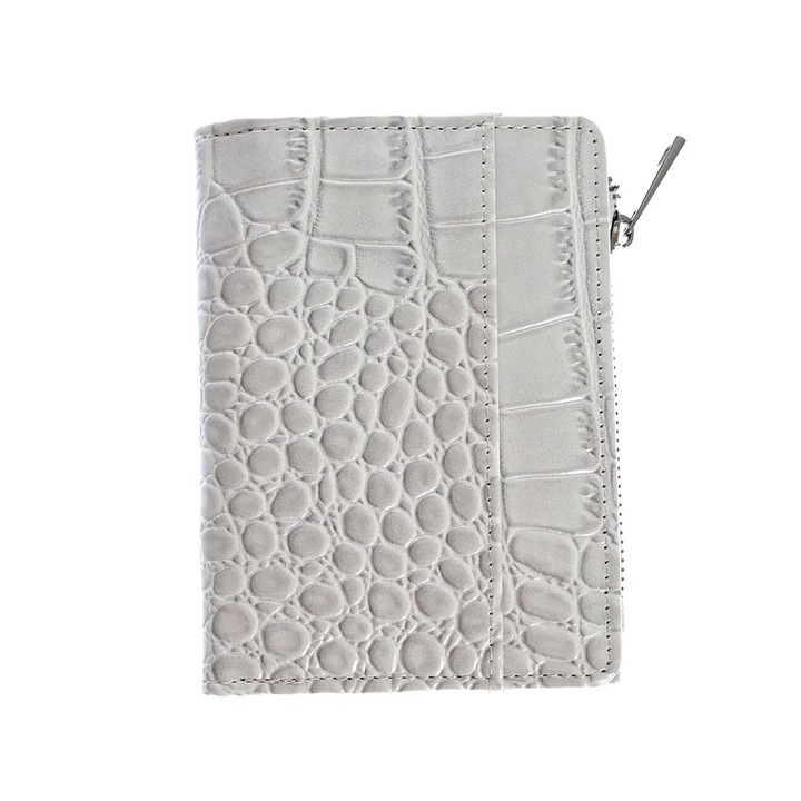 Portofel gri din piele ecologica cu model animal print, Meli Melo Paris