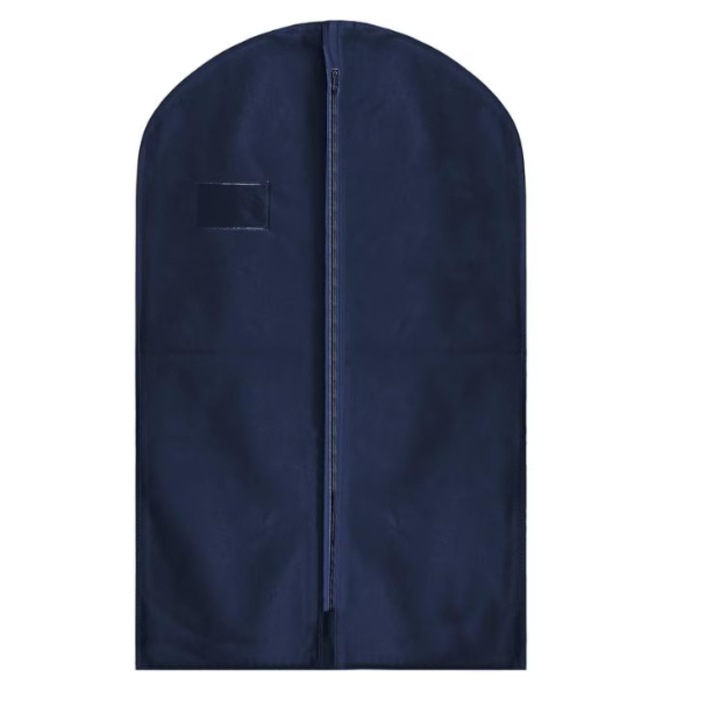 Husa pentru protectie haine, NEAGRA, 125 x 60 x 15 cm, cu burduf lateral