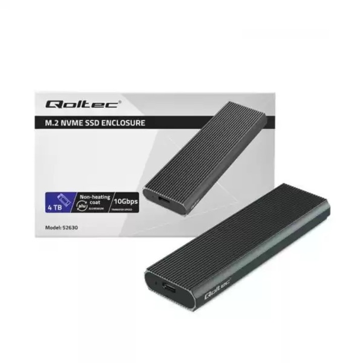 Rack extern SSD Qoltec M.2 NVMe, 10Gb/s, gri, 4TB