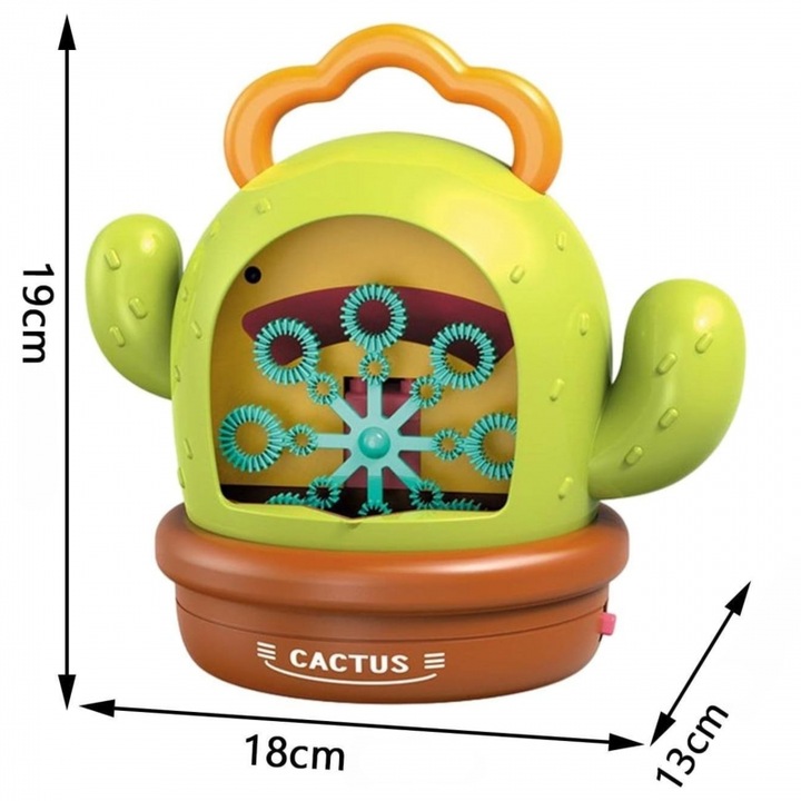 Masina electrica de facut bule, Woopie, forma de cactus, efecte sonore si luminoase, cu lichid, 3+ ani