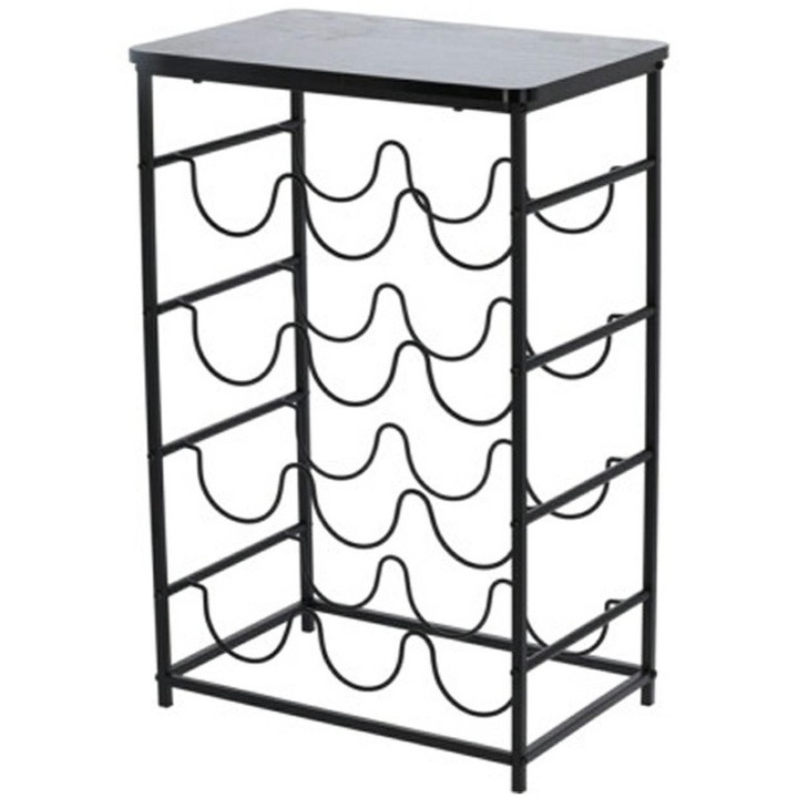 Koopman 12 palackos bortartó, fém/fa, 40x26x60 cm, fekete