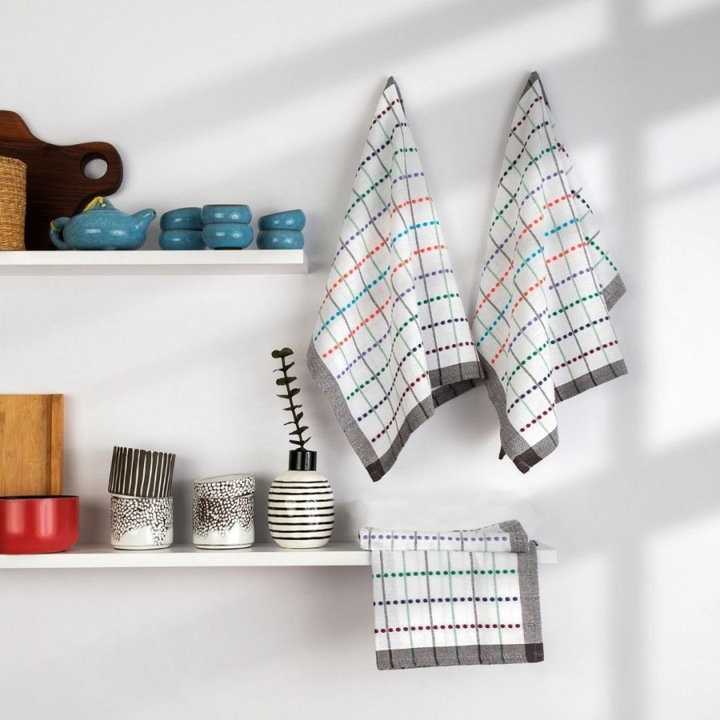Set 4 prosoape bucatarie, bumbac 100%, 45x65 cm, DC Home, Renkli Multicolor