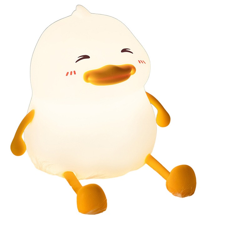 Lampa de noapte portabila, Golxmse, rata, stil colorat, lumina ambientala, silicon moale, 7 moduri de iluminare, temporizator de somn