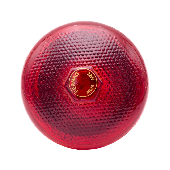Bec infrarosu Fermag din sticla termorezistenta rosu 275W E27 pentru incalzire Pui, Purcei, Miei si Reptile
