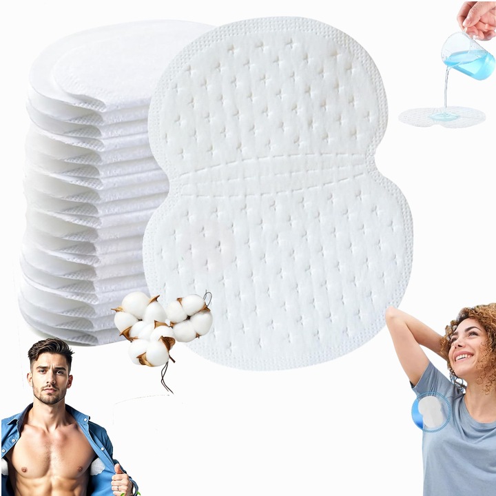 Set 20 absorbante anti-transpiratie pentru axila din Bumbac, Salestore, extra subtiri, autoadezive, Unisex, Protectie eficienta impotriva petelor, Invizibile si de unica folosinta – confort maxim pentru munca, intalniri si activitati zilnice