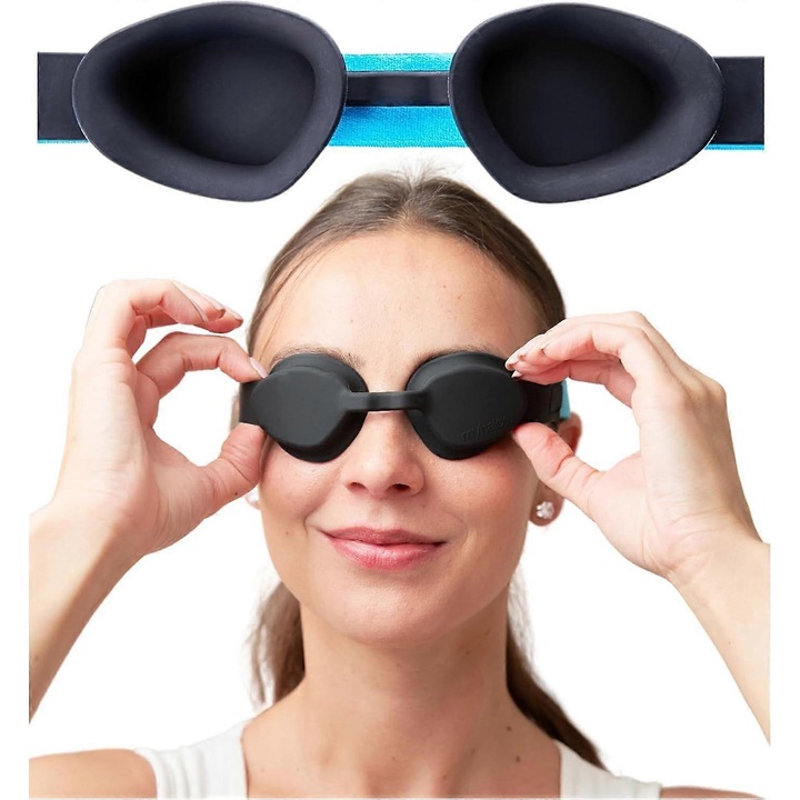 Masca de somn pentru ochi uscati, set cu pachet de calatorie, ajustabila, din silicon