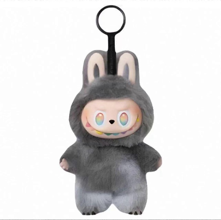 Pandantiv de plus Labubu, design adorabil, material moale, gri