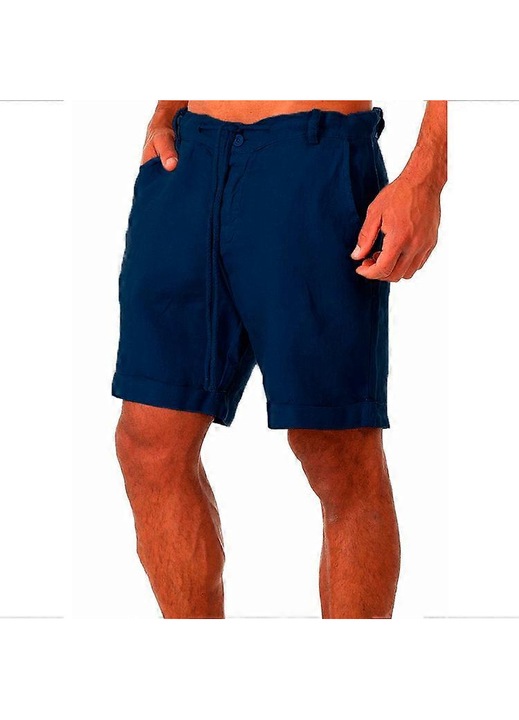 Pantaloni scurti barbati, bleumarin, bumbac in, design simplu, lungime genunchi, XL INTL