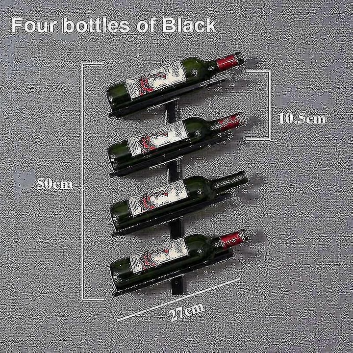 Железен стелаж за вино, 4 нива, черен, комплект