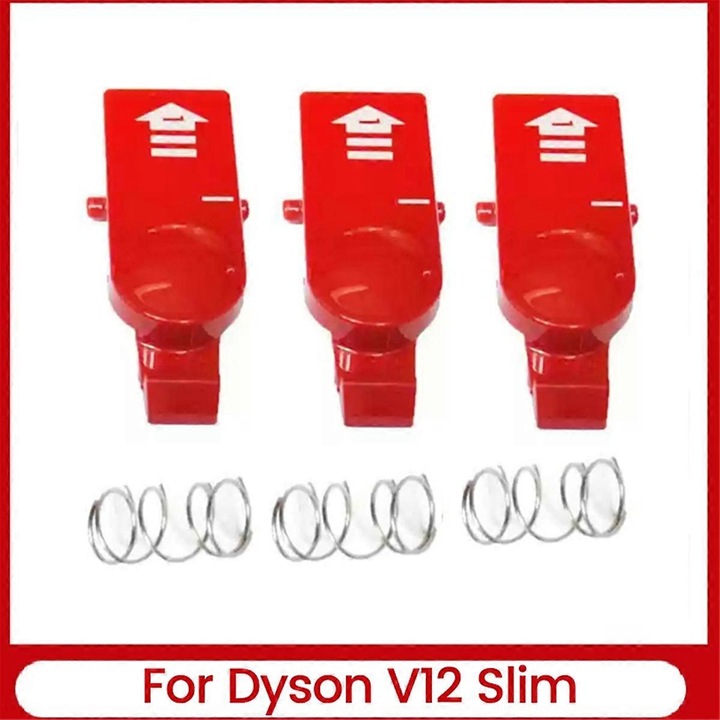 Set 4 Piese Buton Clip Latch pentru Aspirator V12 Slim, Rosu, Plastic