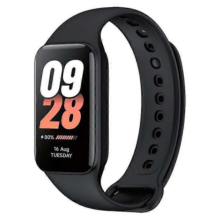 8 Aktív verzió, Sportkarkötő 1,47"-os LCD kijelzővel és monitorozással, Fekete