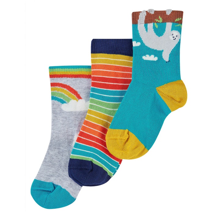 Set sosete viata in jungla (3 perechi), bumbac organic, multicolor, copii, Multicolor