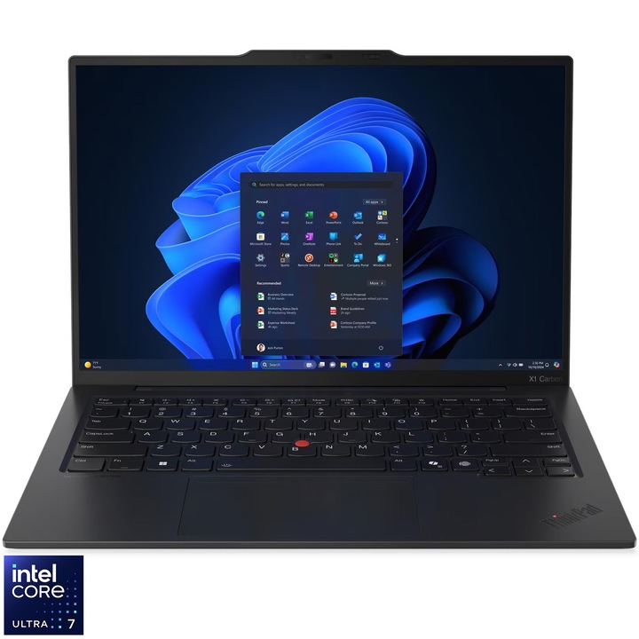 Lenovo ThinkPad X1 Carbon Gen 13 Aura Edition laptop, Intel® Core™ Ultra 7 258V processzorral, akár 4,8 GHz-ig, 14" WUXGA, IPS, érintőképernyős, 32 GB LPDDR5x RAM, 1 TB SSD, Intel® Arc™ Graphics, Windows® 11 Pro, fekete, 3 év helyszíni Premium Care