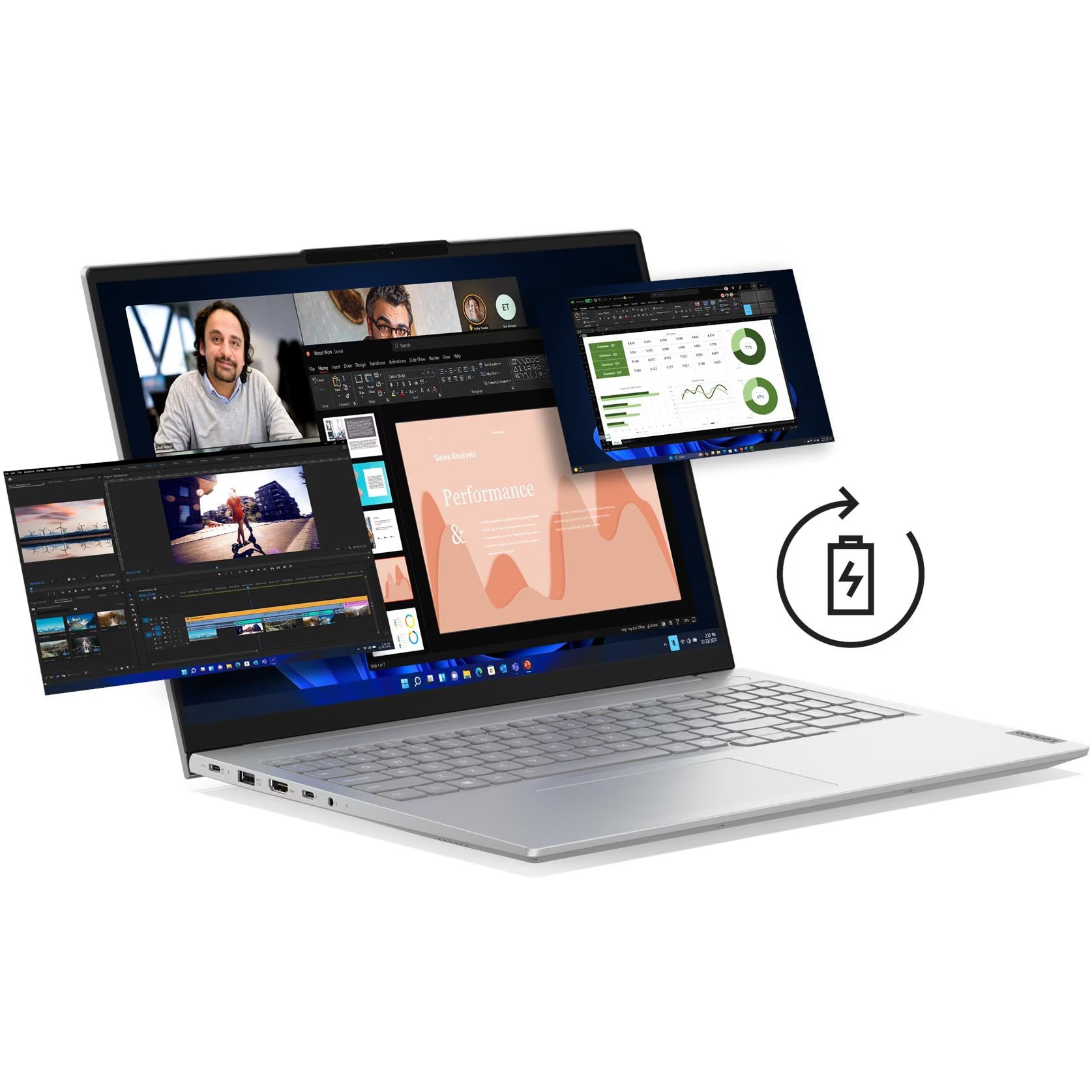 Laptop Lenovo ThinkBook 16 G8 IRL cu procesor Intel® Core 7 240H pana la 4.0GHZ, 16" WUXGA, IPS, 32GB DDR5 RAM, 1TB SSD, Intel® Graphics, No OS, Arctic Grey