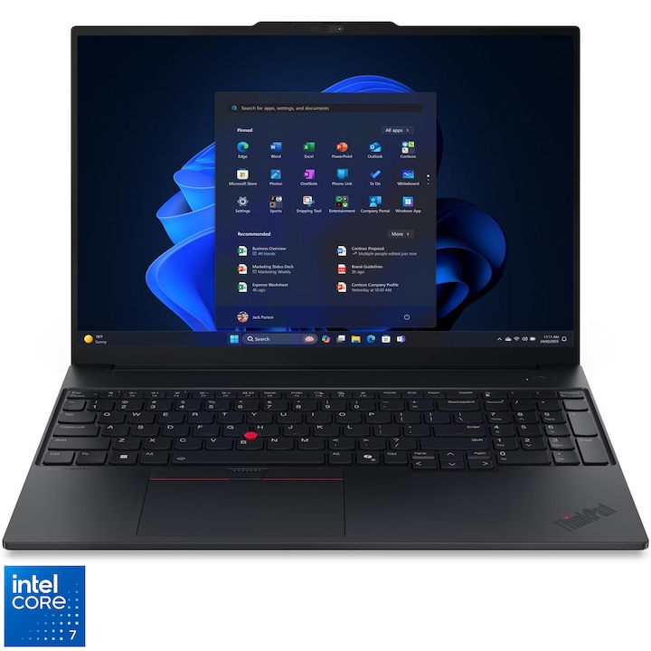 Лаптоп Lenovo ThinkPad E16 Gen 3, Intel® Core™ 7 240H, 16" WUXGA, IPS, 16GB DDR5 RAM, 512GB SSD, Intel® Graphics, Windows® 11 Pro, Black